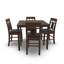 Noxx 5Pc Counter Height Dining Table Set, Brown Wood, Faux Leather