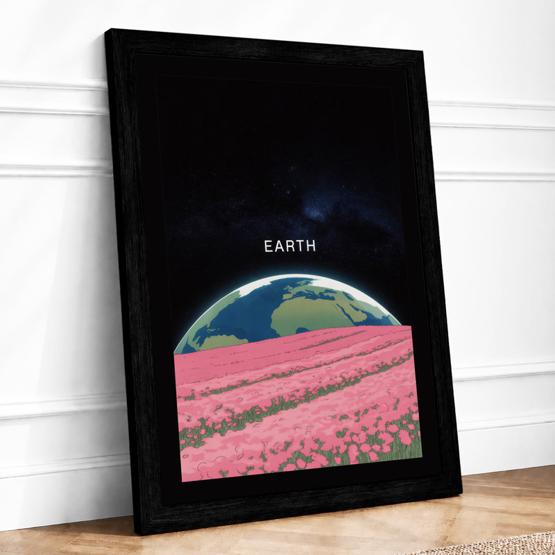 Earth in Dreamscape Surrealism - Framed Print, A2 - 59.4 x 42.0 cm, Black