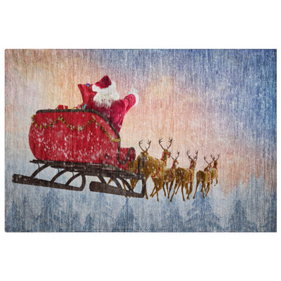 Premium Machine Washable Dream Shag ADS212 Santa Sleigh Rug