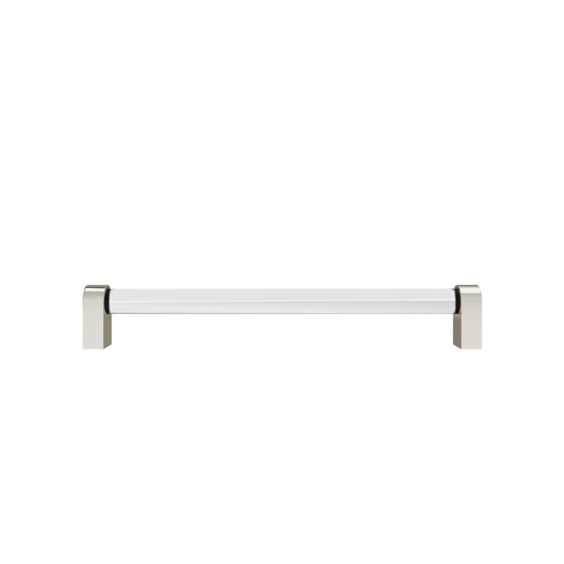 Poignée barre / poignée en acrylique Clarity, Nickel poli / Transparent, 8 po d'un centre à l'autre