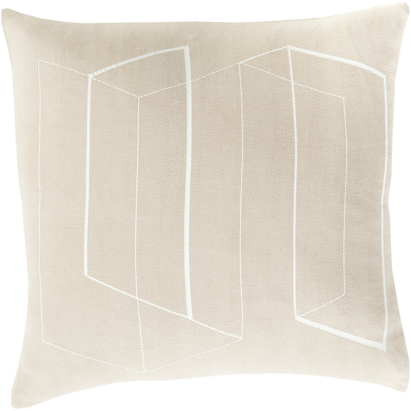 Geometric Cotton Throw Pillow, Down, Slate, 20" H x 20" W x 4" D