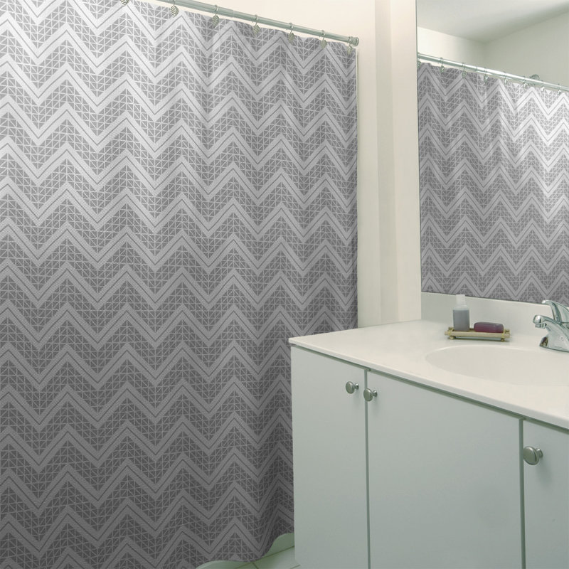 Rideau de douche simple à chevrons à la main classic, Silicone / blanc