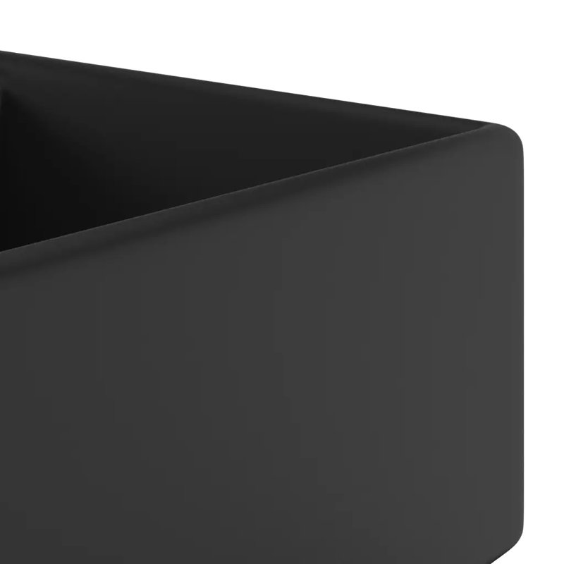 Belfry Bathroom Juillac 410mm L x 410mm W Ceramic Square Sink with Overflow, Black