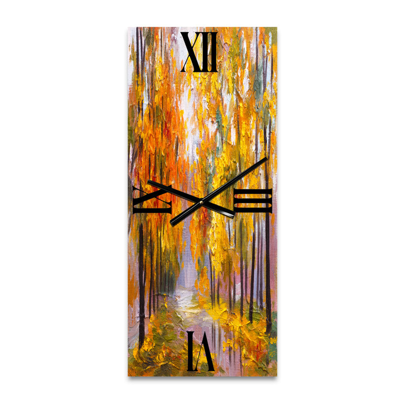 Horloge murale forêt pleine de feuilles tombées en automne, Petit