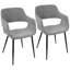 Chaise de salle à manger / d'appoint contemporaine Margarite en métal noir et tissu gris par Lumisource - ensemble de 2-2090415128-2052869212