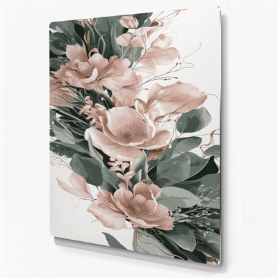 Abstract Florals 16 Beige Metal Wall Art