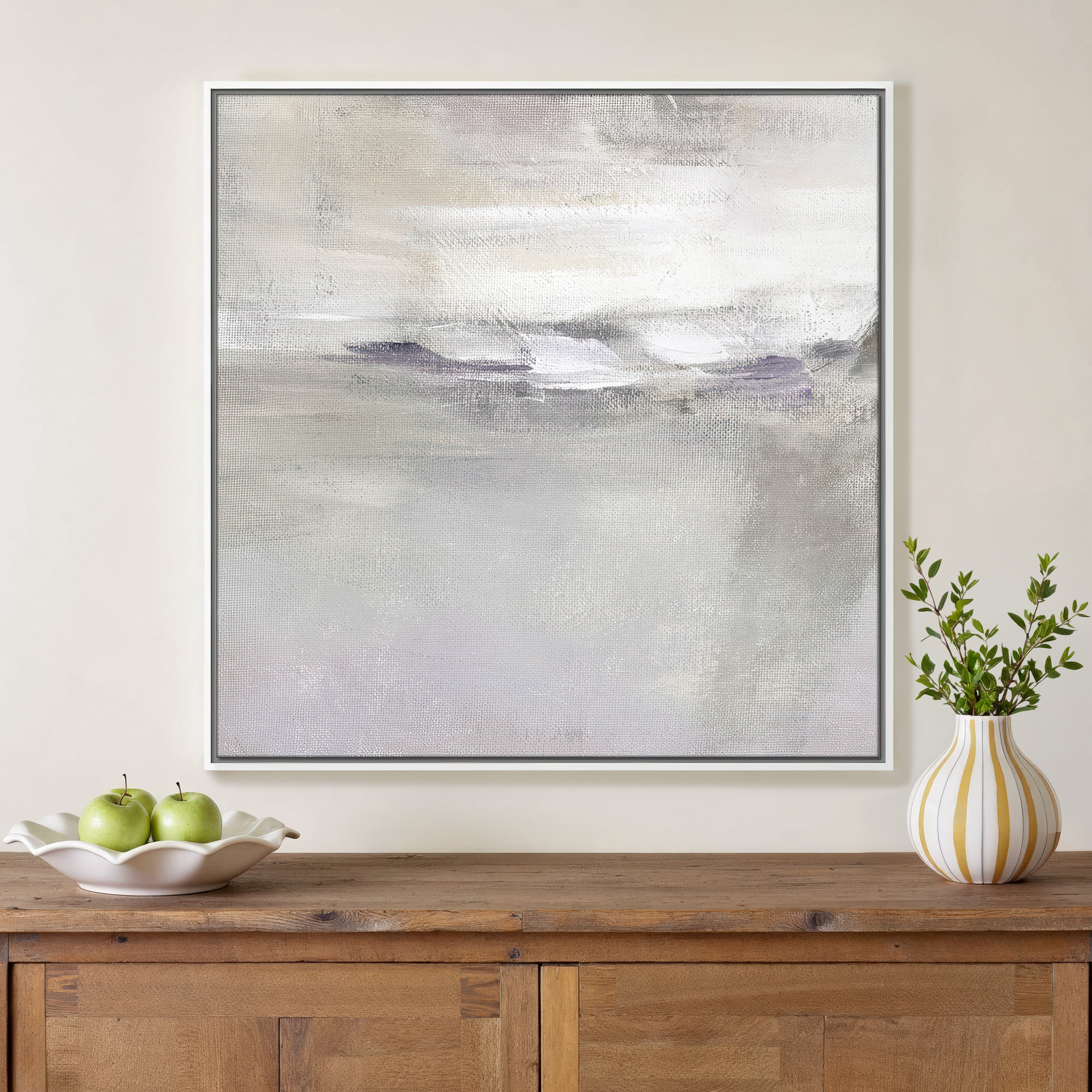 Lilac Horizon by Nan - Floater Frame Print on Canvas, White Framed, 31.5" H x 31.5" W