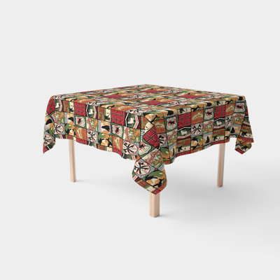 Square Tablecloth, 100% Cotton, 52X52", Great Outdoors Patchwork