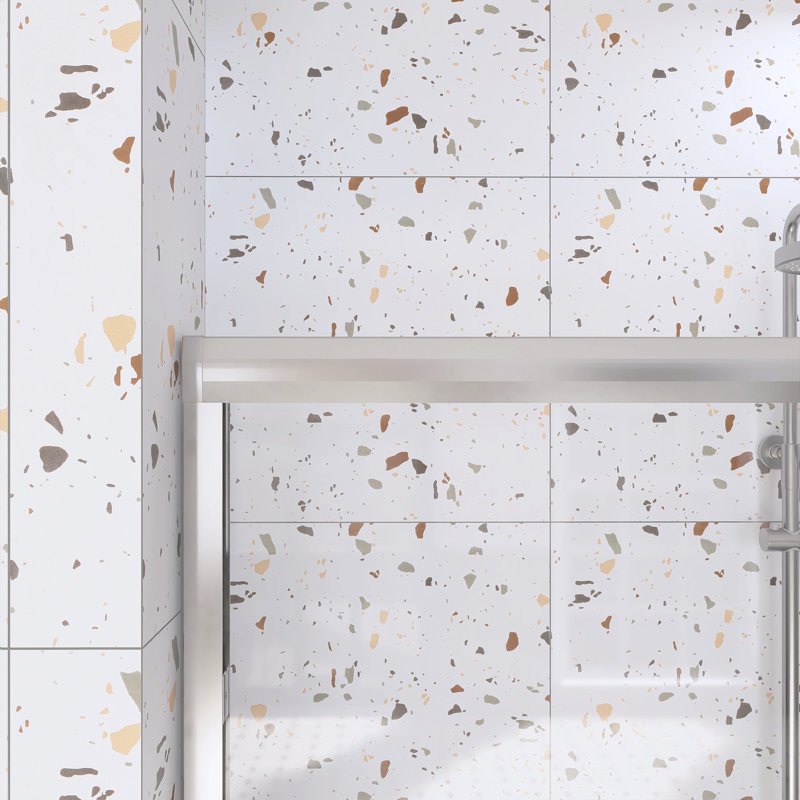 Porte de douche coulissante double en aluminium, Nickel brossé