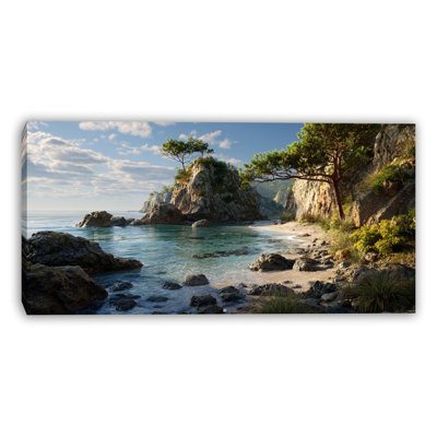 Mediterranean Cliff Shore Wrapped Canvas Wall Art