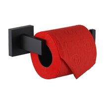 Floating Shelf Toilet Paper Holder - Tilted Matte Black Toilet Paper Roll  Holder