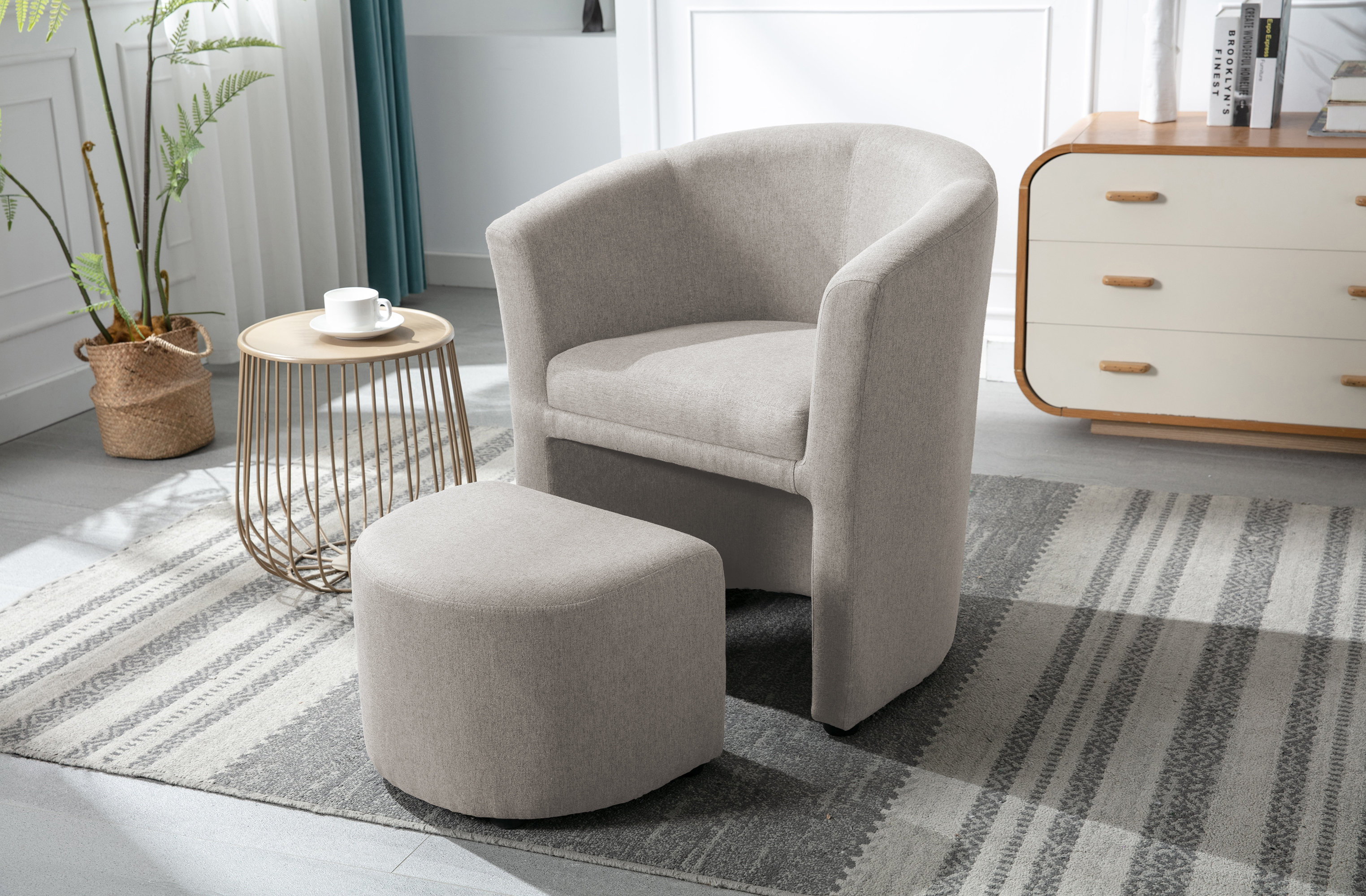 Living room chair with ottoman discount