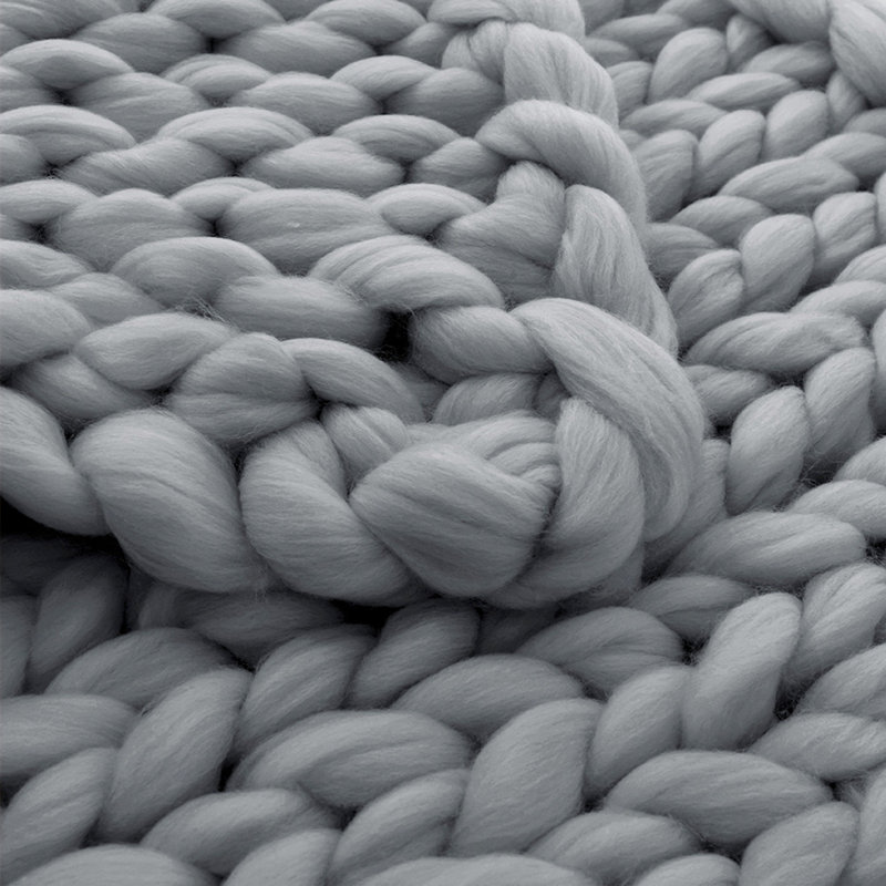Oralia Chunky Knit Throw Blanket Handwoven Home Decor, W60 x L60cm, Grey