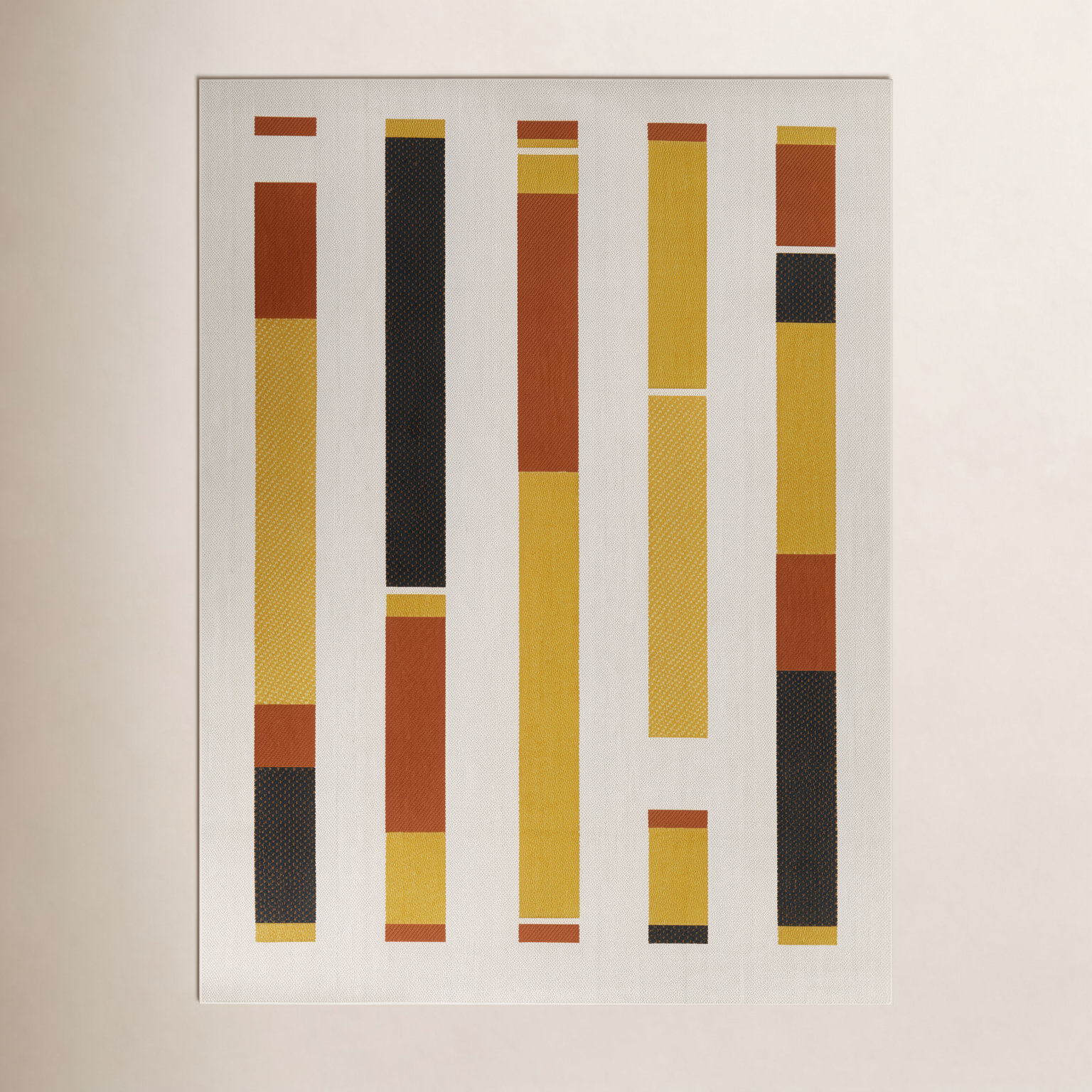 Kenno Yellow/Orange/Black Indoor/Outdoor Area Rug, Rectangle 5'3" x 7'