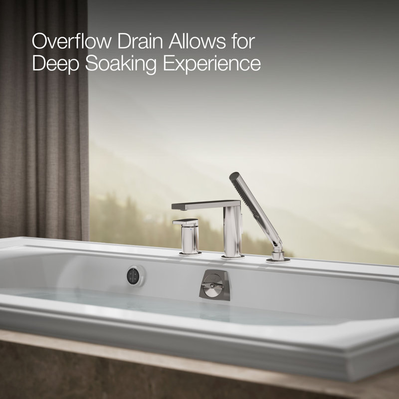 Memoirs® 72" x 42" Drop in Combination Acrylic Bathtub with Light and Heater Included, White