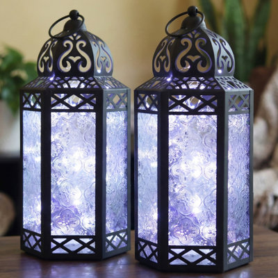 Decorative Moroccan Candle Lantern with LED Fairy Lights