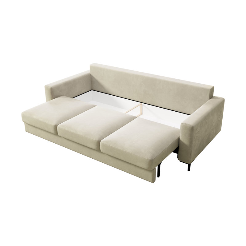 Aleg 3 Seater Velvet Sofa, Beige
