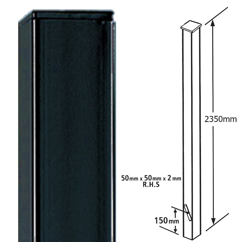 Lepine Rosalind Wheeler Concrete-In 50mm Sq Blank Metal Post, Flat Top or Ball Top, 5cm Sq X 235cm H Flat Top