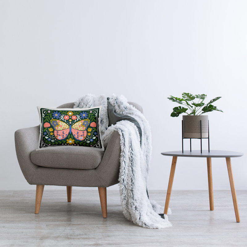 Coussin décoratif à motif floral Folk