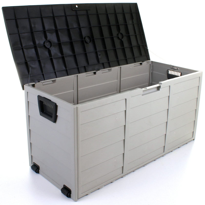 Dakota Fields Alahya 111.8cm W 290L Lockable Deck Box with Wheels, Grey/Black