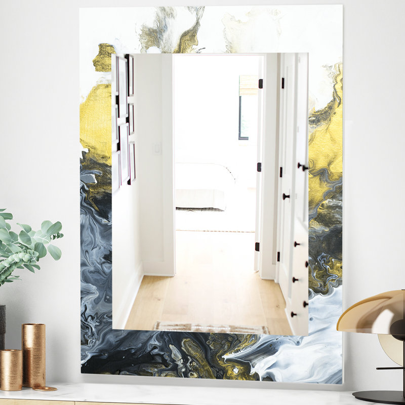 Miroir mural marbré 7 mid-century, H 24 po x l 32 po