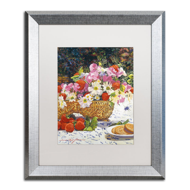 « the summer picnic » par david lloyd’s glover, reproduction d’art encadrée sur toile, H 14 po x l 11 po x P 0,5 po, argent