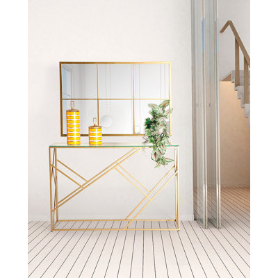 Lanz 115cm Glass Top Console Table