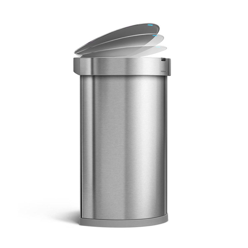 simplehuman 45 Liter / 12 Gallon Semi-Round Automatic Motion Sensor Trash Can, Brushed