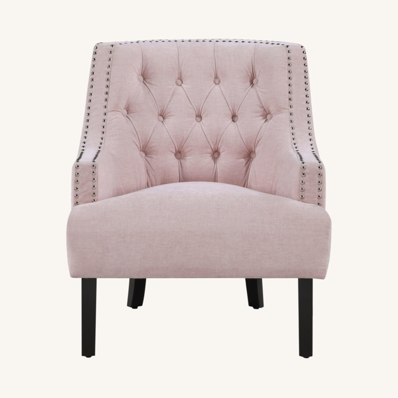  Bania 28" Modern & Contemporary Accent Chair - Chenille Accent Chair Elegant Button-Tufted Back, Dacron Wrapped Seat Cushion