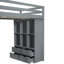 Lit mezzanine simple gris avec tablettes, bureau et lampe à DEL-274461041-274461070