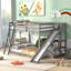 Lit superposé double avec échelle, glissade et tablettes, gris-929990155