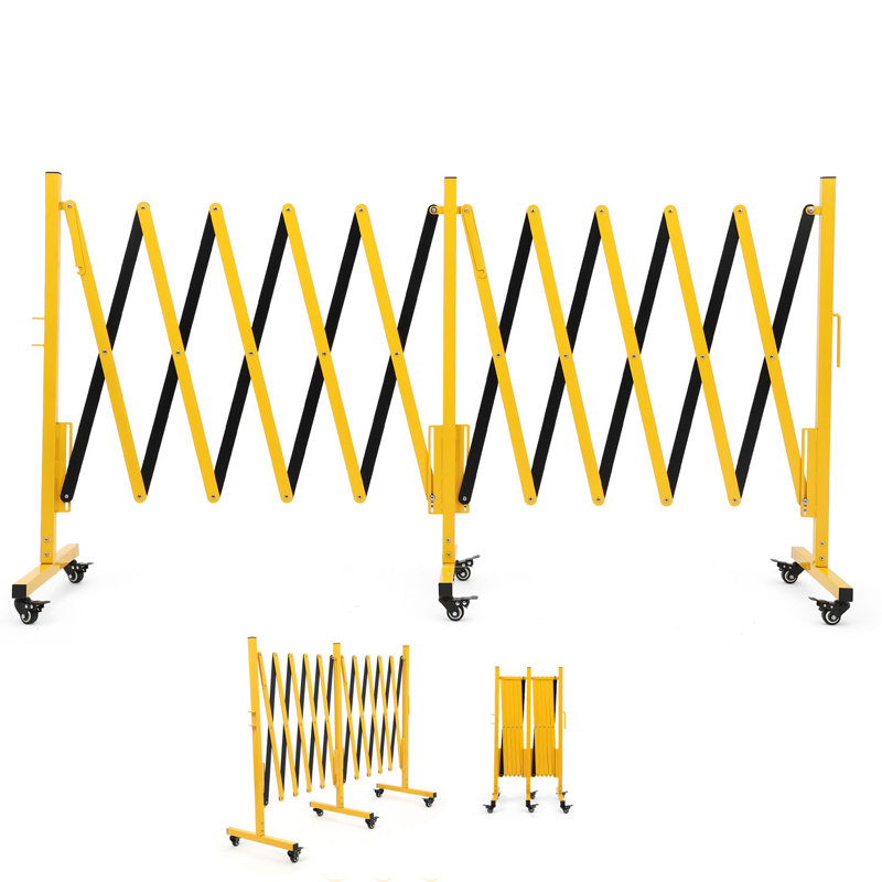Metal Expandable Fencing Door Gates with 360° Rolling Wheels, 3'4" H x 11'5.8"" W