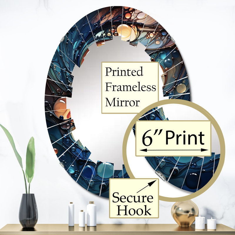 Millsmith - Miroir mural moderne ovale, 36 po x 24 po