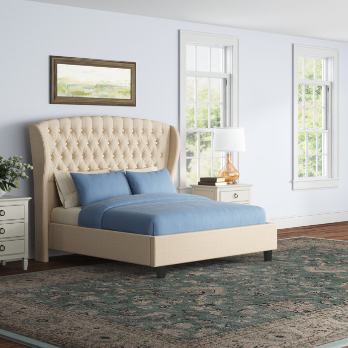 Lark Manor Alaijha Upholstered Wingback Bed & Reviews | Wayfair