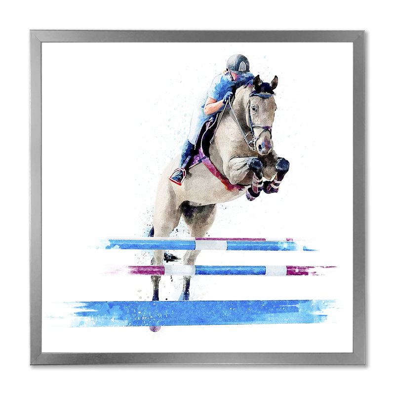 Reproduction d'art sur toile Jockey, H 36 po x l 36 po x P 1,5 po, Cadre photo argenté