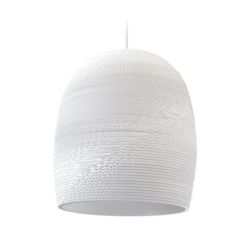 Scraplight Recycled Cardboard Pendant Light - Bell, 15" H x 15.5" W x 15.5" D, White
