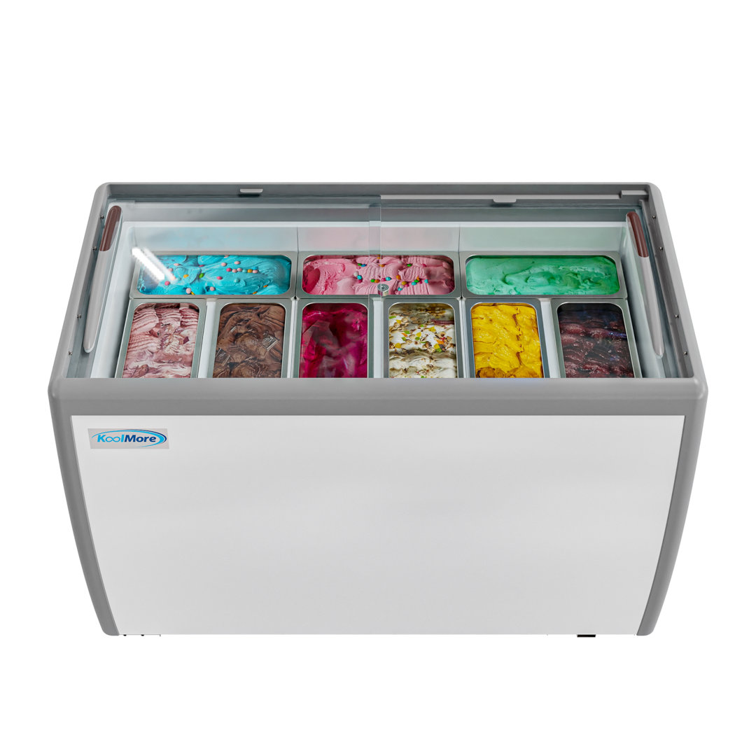 50 in. 9-Pan Gelato Dipping Cabinet Display Freezer with Sliding Glass Door, 13 cu. ft. (KM-GDC-49SD) KoolMore