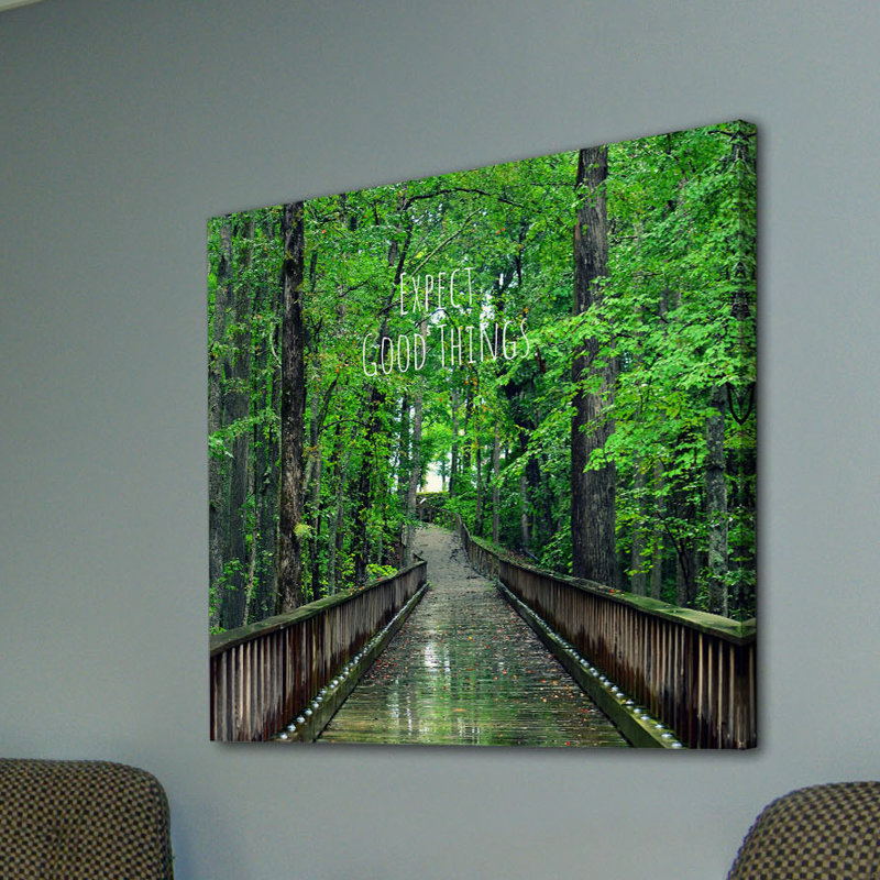 Reproduction d’art sur toile tendue "attend good things" par robin, H 32 po x l 32 po x P 1,5 po