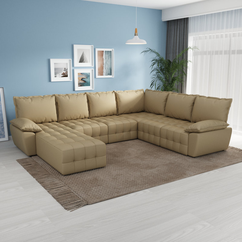 Canapé modulaire 7 pièces Liubomila, Accoudoir à droite (vu de face), 100% polyester vert mat