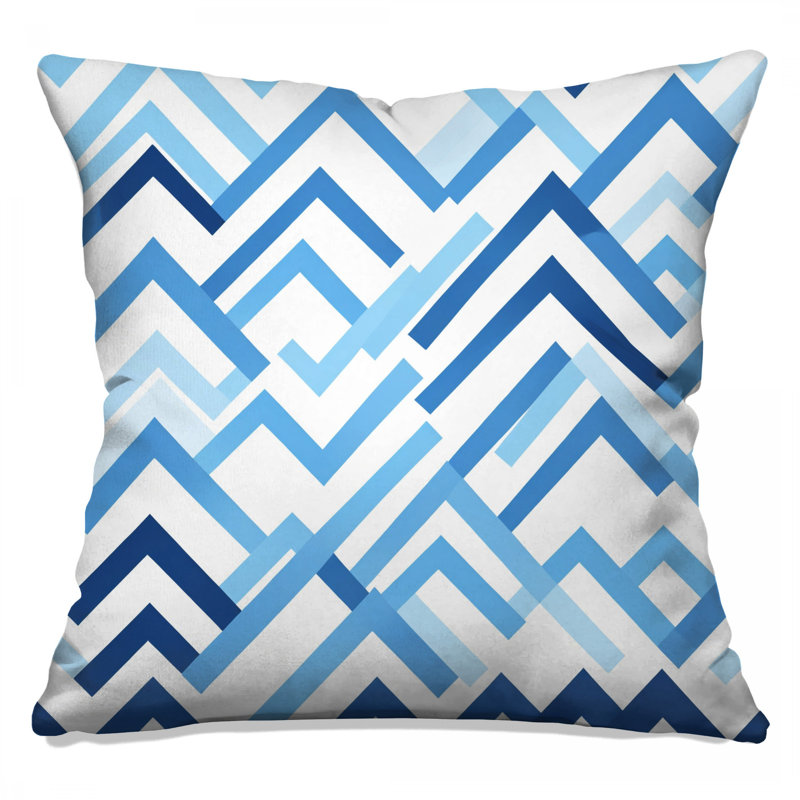 Blue Chevron Pattern Double Sided Throw Pillows, 14 x 14 inches