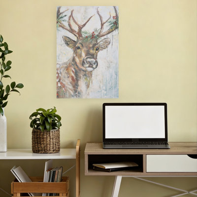 Yuletide Stag Abstract Contemporary Deer Portrait Wildlife Wall Art