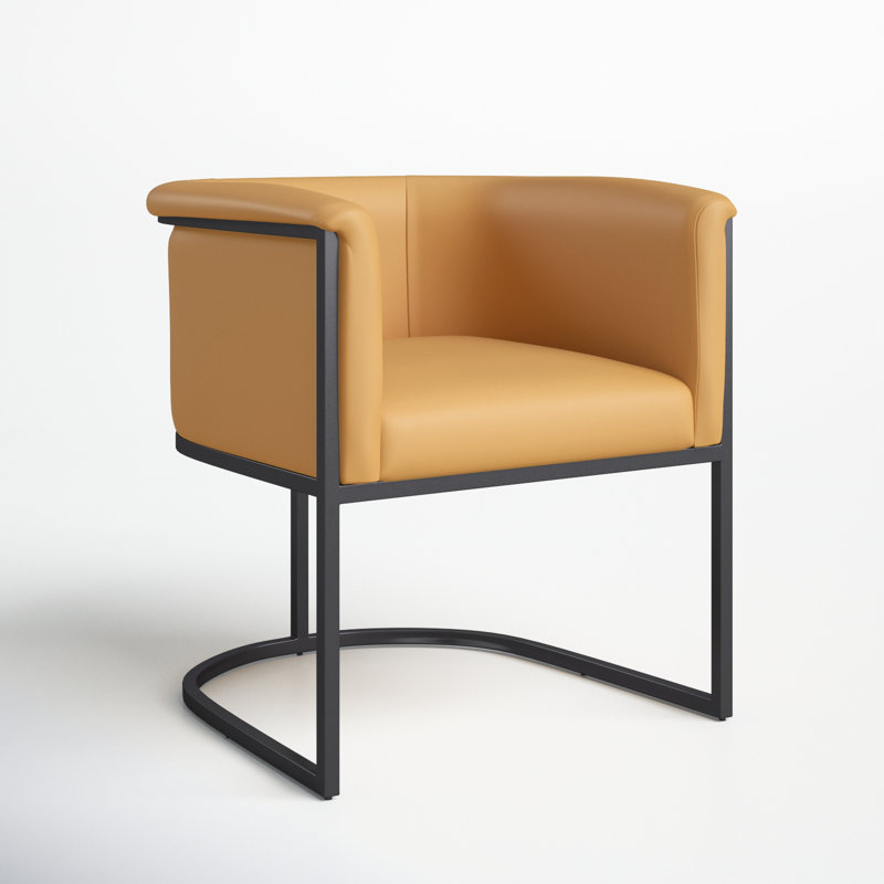 Virgil Faux Leather Upholstered Arm Chair, Saddle, 1