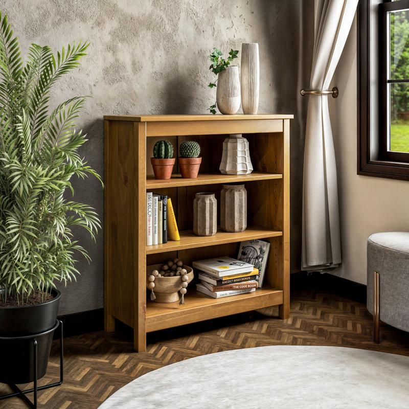Bibliothèque en bois massif de style Shaker classique, (3 tablettes) H 36 po x l 30 po x P 13,25 po, Moka