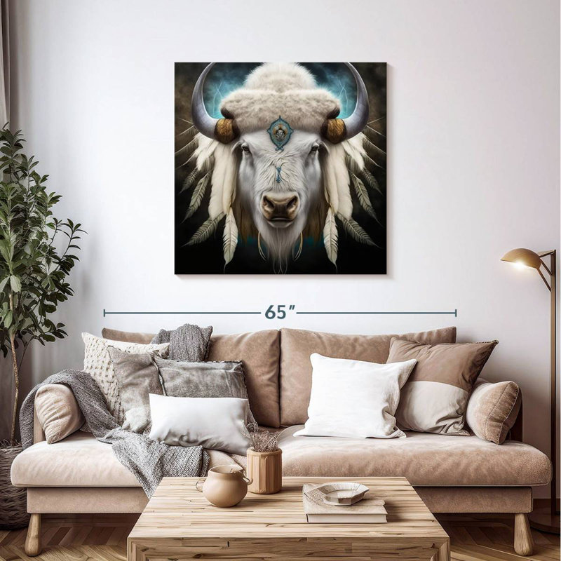 Brampt Sacred White Buffalo, 39" H x 39" W