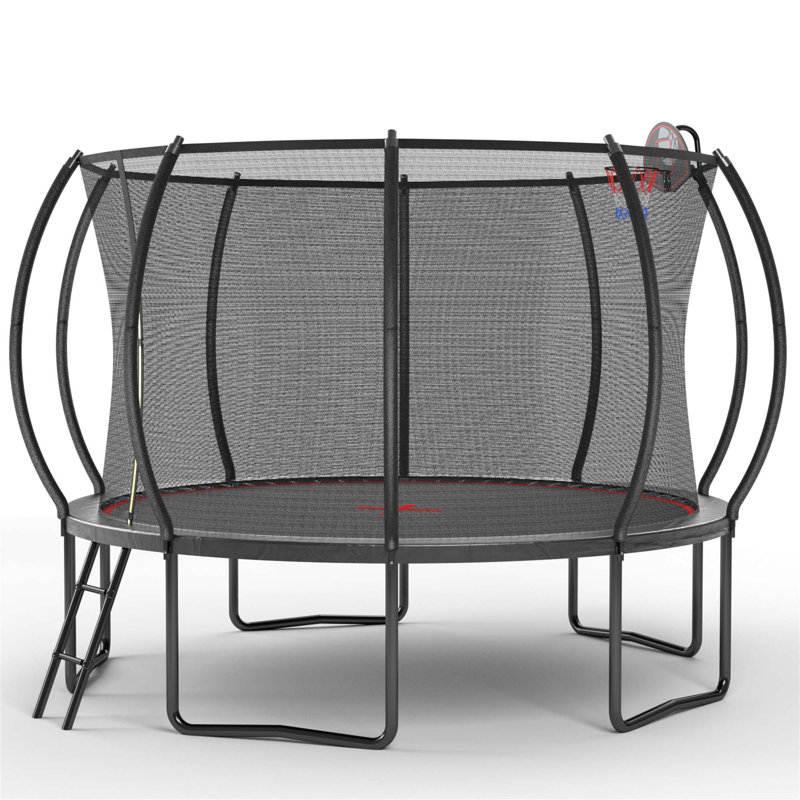Trampoline d'extérieur durable avec plusieurs caractéristiques de sécurité et accessoires amusants