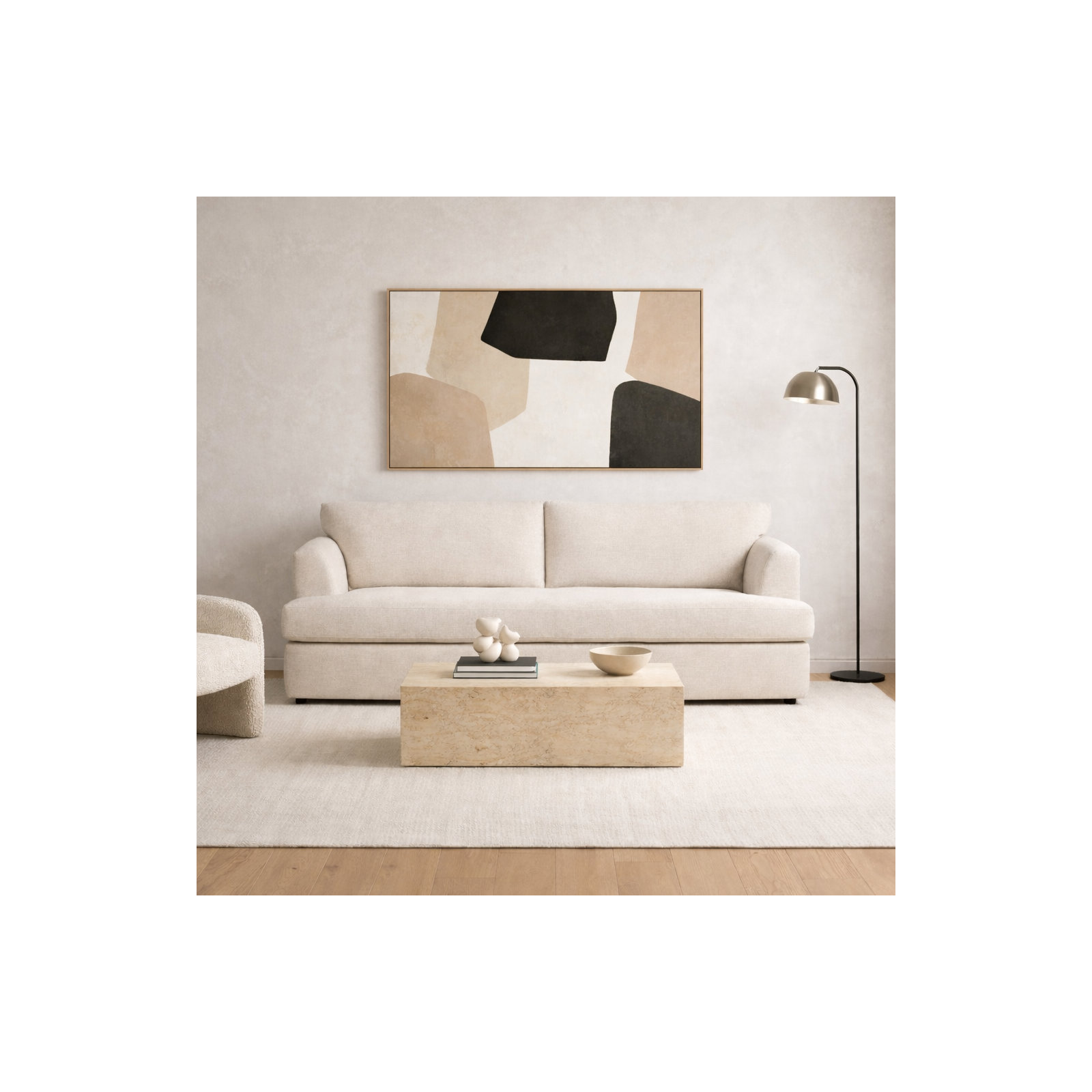 Brooks 92.5" Upholstered Sofa, Nomad Eggshell