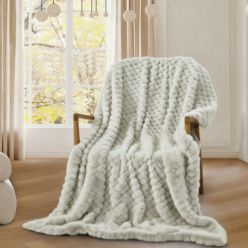 Jeté en fausse fourrure Luxury 50X70, Gris