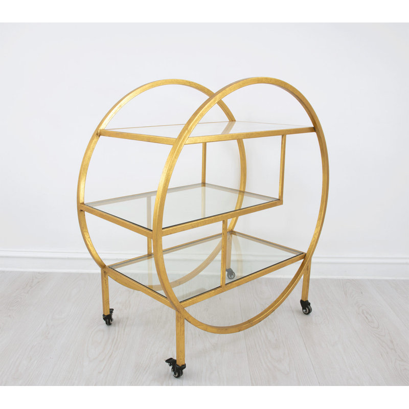Milo Round Bar Cart, Gold Leaf
