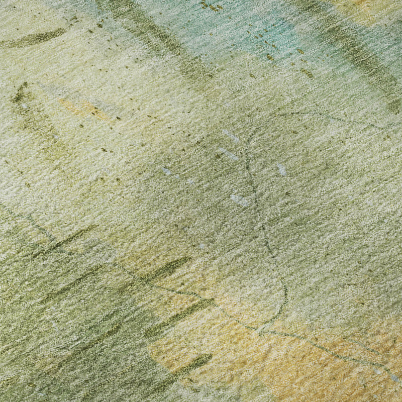 Premium Machine Washable Mayfield AMF2032 Abstract Rug, 2'3" x 7'6" Runner, Sage