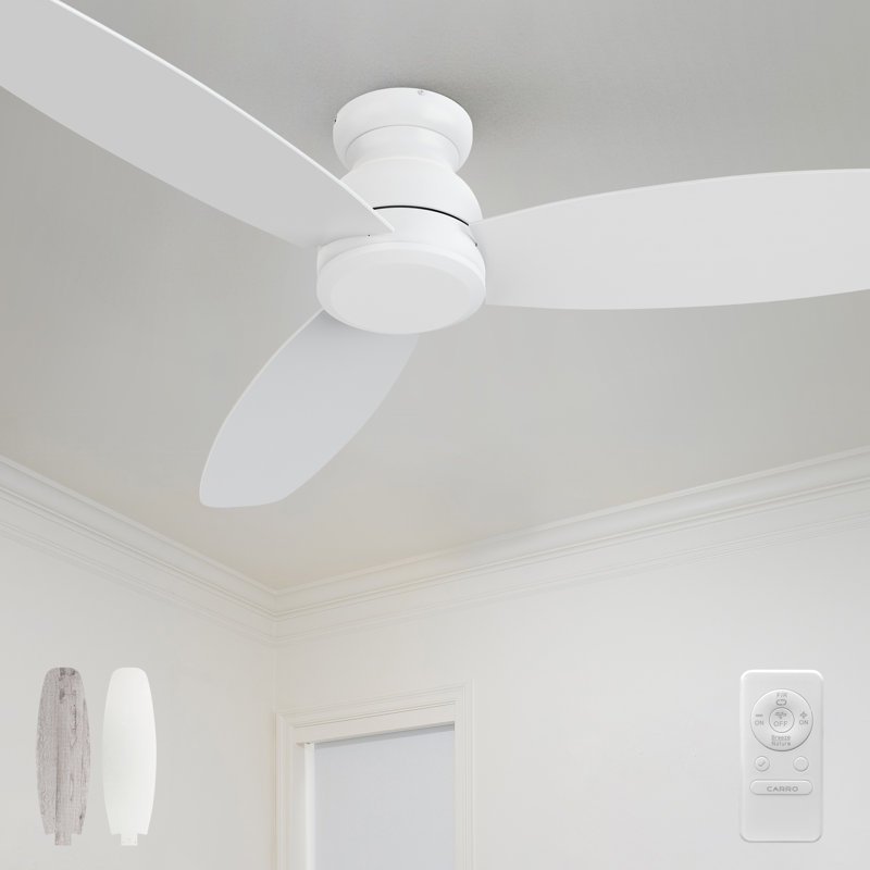 Ventilateur de plafond encastré 3 lumières Furness, L 44 po, Blanc / bois clair